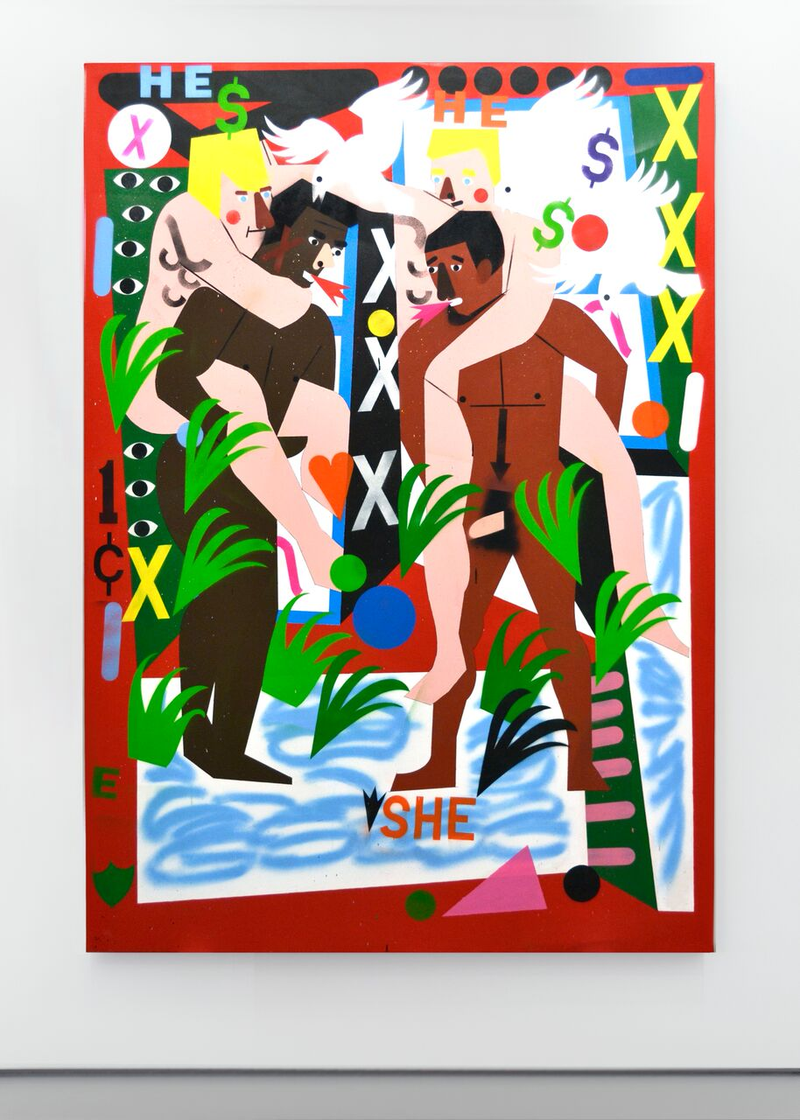 Pool Party at Rockingham #2, 2016, by Nina Chanel Abney; acrylic and spray paint on canvas, 84 by 60 inches
Courtesy of the artist and Jack Shainman Gallery, New York